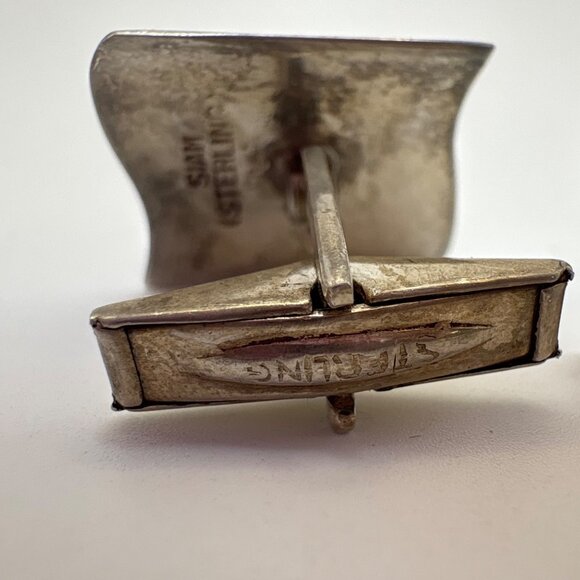 Antique Sterling Silver 925 Siam Dancing Girls Cufflinks Size 0.75" Length - Picture 4 of 11